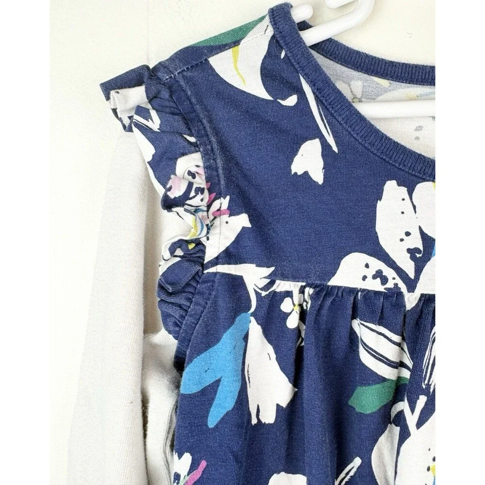 Tea Collection Dress 10 Long Sleeve Floral Navy Blue Fall Winter